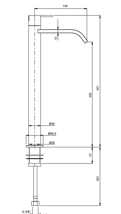 Высокий однорычажный смеситель для раковины Nic ARCH-00134380 - Вид №2