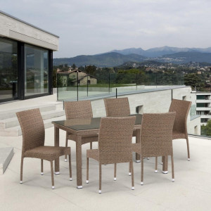 T256B/Y380B-W56 Light Brown 6Pcs Комплект плетеной мебели Afina