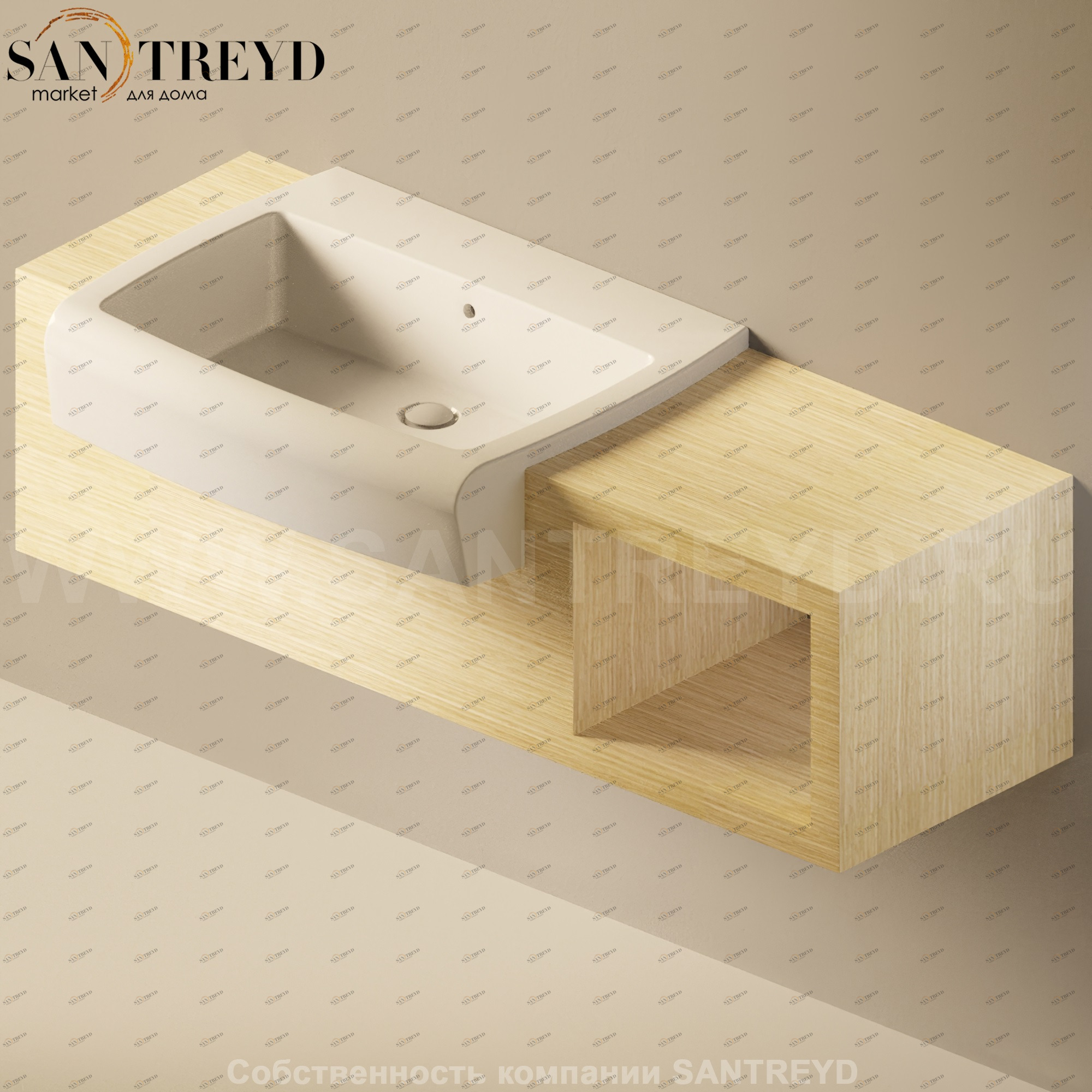 Flaminia UNA Консоль для раковины от 140 до 240 см с местом хранения светлый дуб UNA75V1.WL Ceramica Flaminia UNA75V1WL