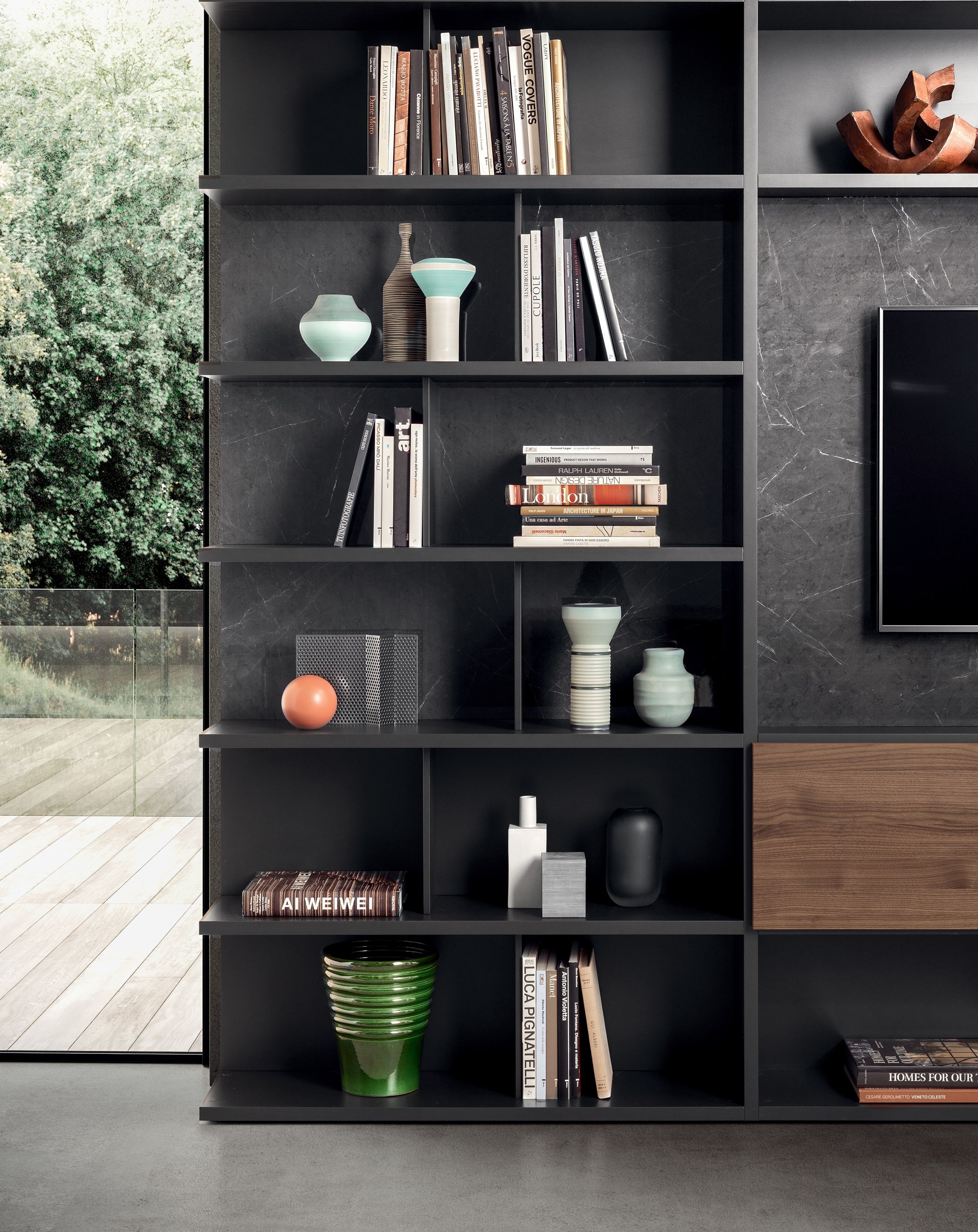 Секционный деревянный книжный шкаф с терминалом без боковины Pianca Spazioteca ARCH-00122664 - Вид №2