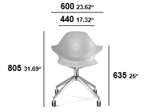 Литой алюминиевый поворотный стул с колесами и подлокотниками SITIA Klera ARCH-00100289 - Вид №2
