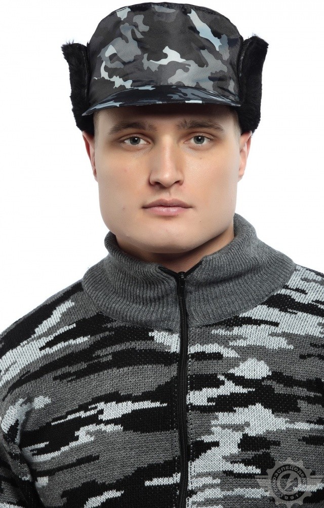 61450 Кепи "Охранник" зимнее цвет камуфляж серый  Головные уборы  размер 57 Спецодежда  - Вид №3