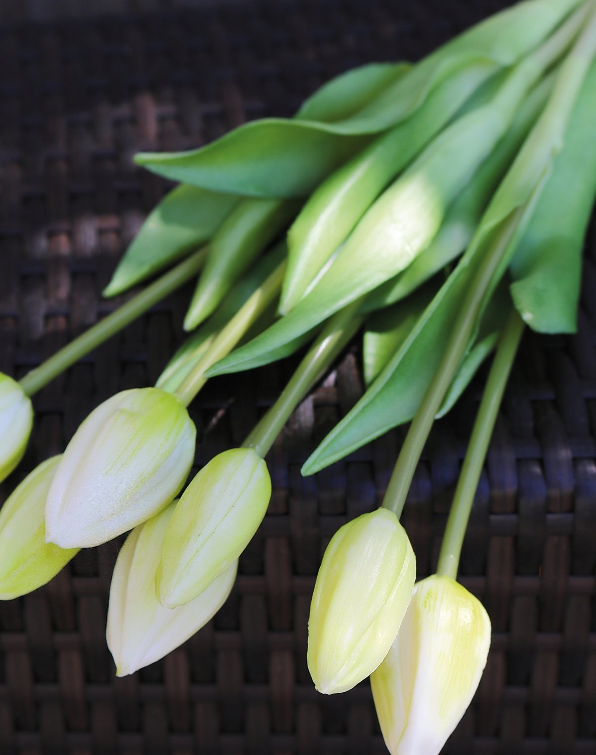 2942 708 a3 Букет тюльпанов из шелка, 7-кратный, 44 см, real touch, бело-зеленый H-andreas  - Вид №11
