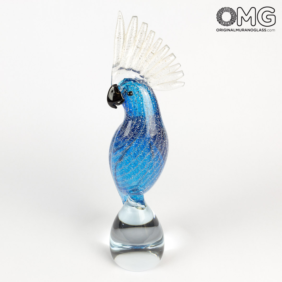 2896 ORIGINALMURANOGLASS Скульптура Синий какаду - попугай - Original Murano Glass OMG 10 см  - Вид №1