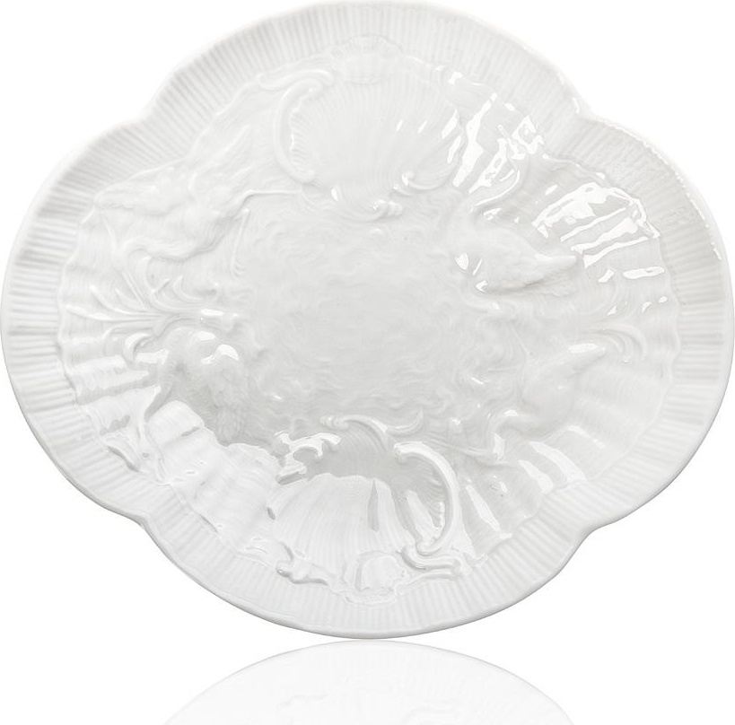 71597 Meissen Блюдо овальное Meissen "Лебединый сервиз" (белый рельеф), 15см, Фарфор 