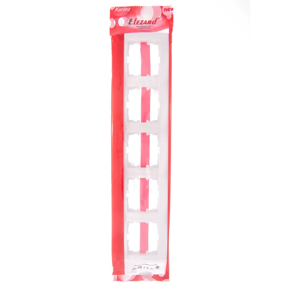 Рамка для розеток и выключателей Lezard Karina 5 постов горизонтальная цвет белый STLM-2130142 - Вид №3