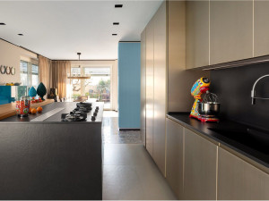 Линейная кухня с островом в комплекте со съемным экраном