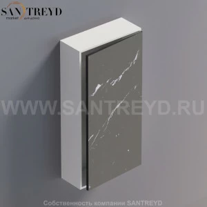 LIFT Модульный шкаф 80 см с правой дверью на доводчиках. Модули могут располагаться горизонтально и вертикально. Отделка: белая краска и черный мрамор. AMOB052NMLZDX
