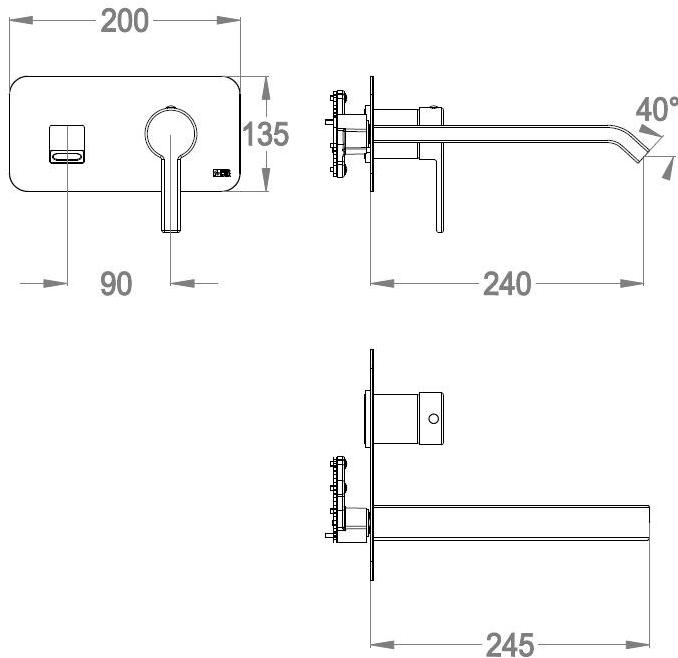 Fir Italia Смеситель для умывальника настенный на 2 отверстия Sweet 46 4610208 - Вид №1