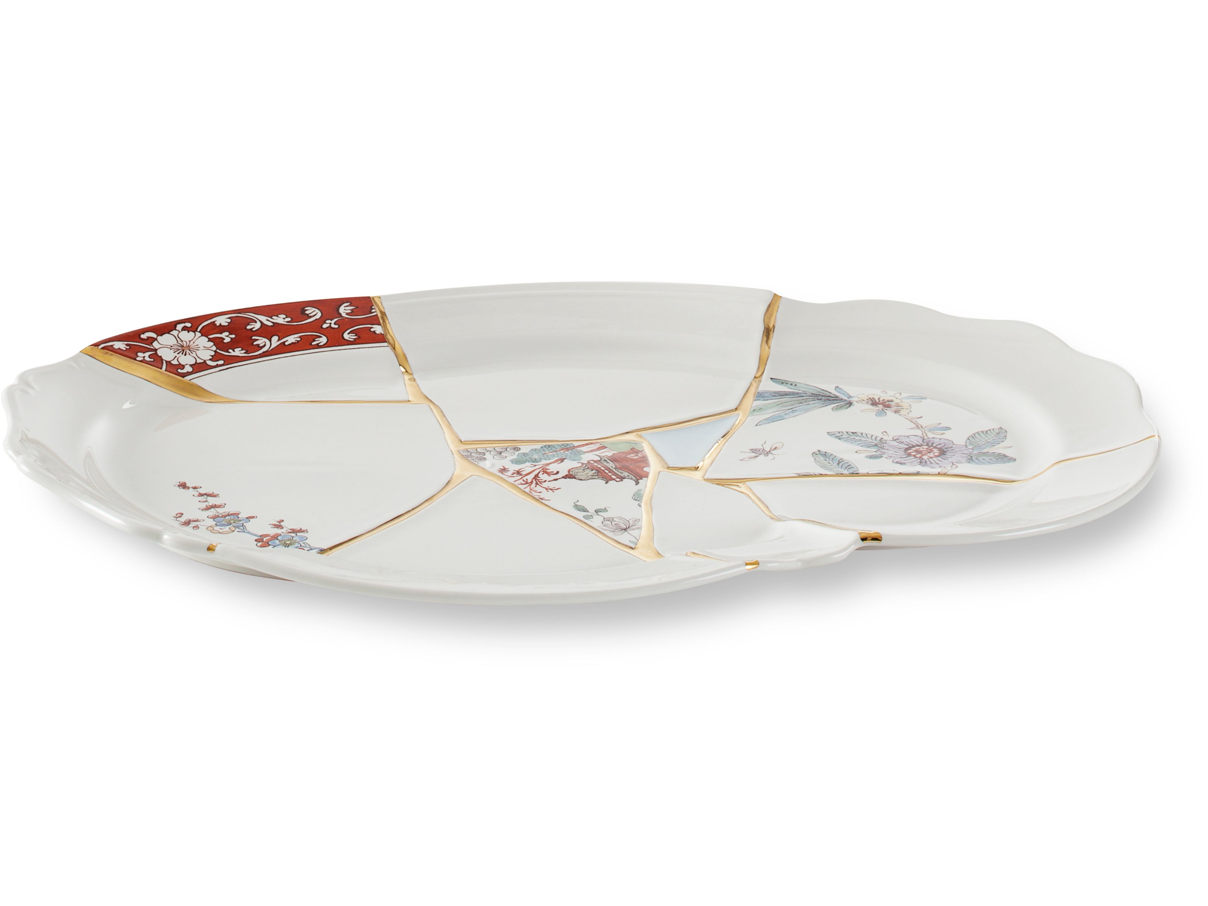 Фарфоровая и золотая сервировочная тарелка Seletti Kintsugi ARCH-00089726 - Вид №1