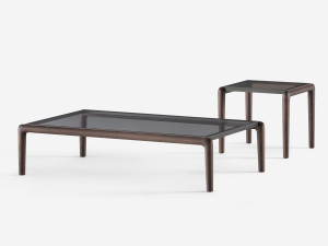 Журнальный столик из дерева и стекла