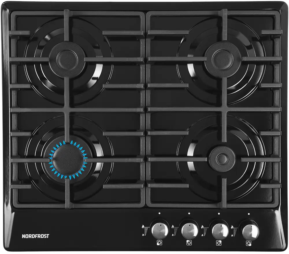 91113531 Газовая варочная панель Nordfrost HS 6041 B 58.50 см 4 конфорки цвет черный STLM-0490886