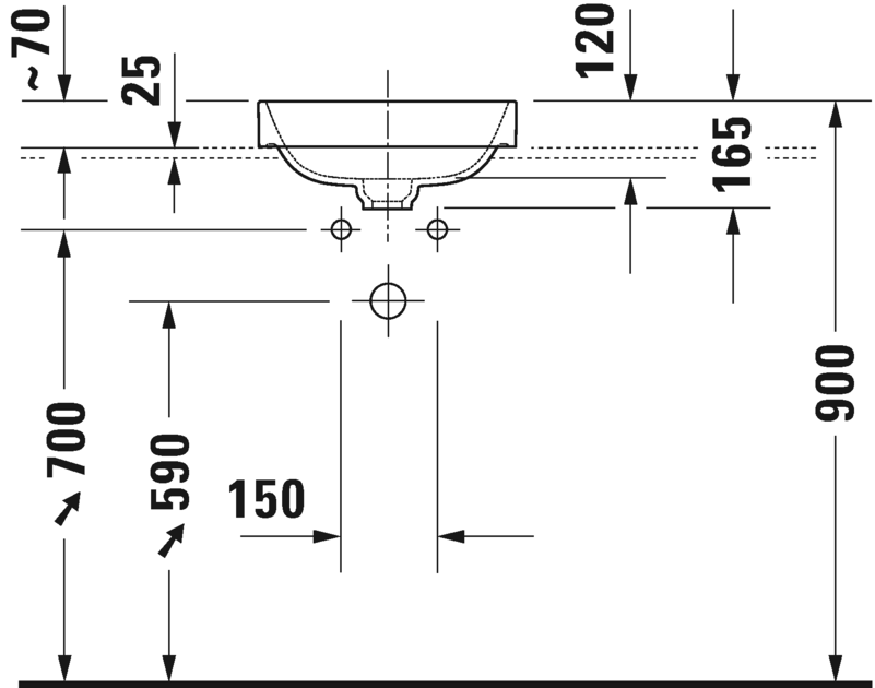 2359406100 Накладная раковина на столешницу  овальная Duravit Happy D.2 Plus - Вид №3