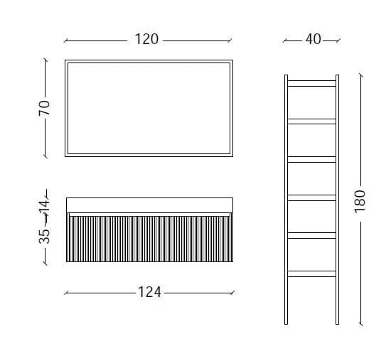 Шкаф для умывальника с выдвижными ящиками со встроенной раковиной Mobiltesino Superluce Millerighe ARCH-00122660 - Вид №2