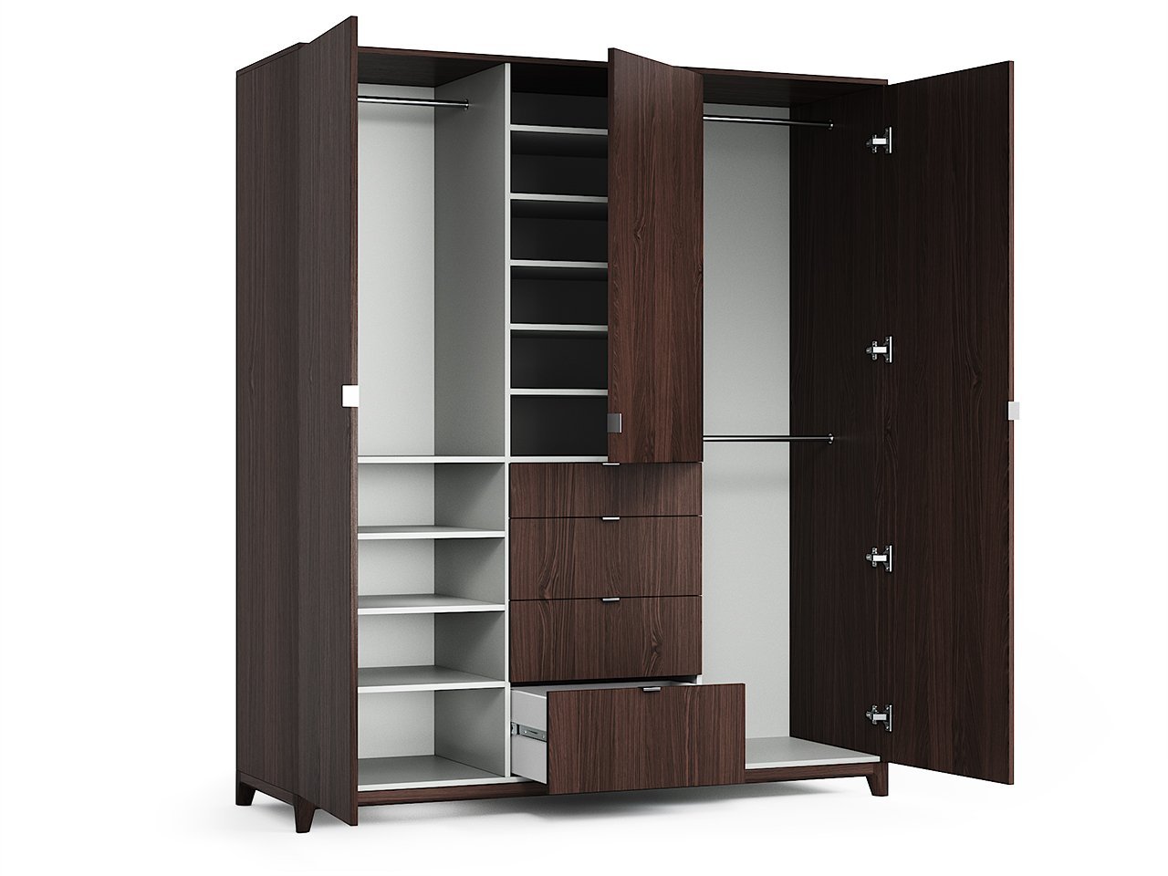 Шкаф трехстворчатый с ящиками темный дуб Case №2 THE IDEA  210386 Коричневый  - Вид №1