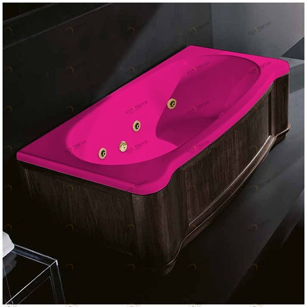 Ванна Gruppo treesse New Classic Young STX-V674B-DX-WV-RZ розовая с золотой фурнитурой и гидромассажем и дезинфекцией прямоугольная правая деревянная панель венге STXV674BDXWVRZ