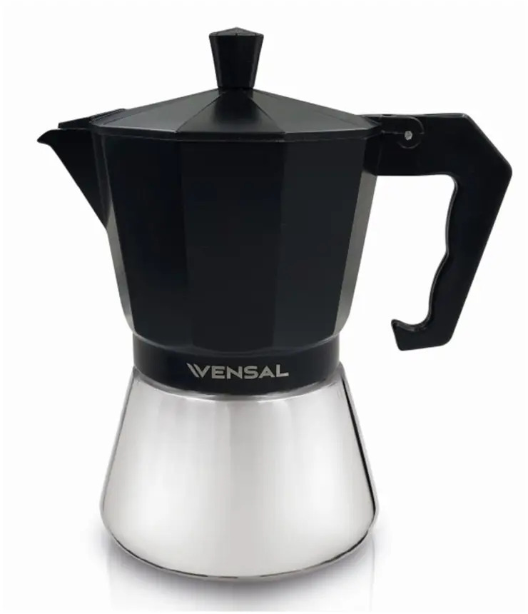 91233002 Гейзерная кофеварка Vensal VS3200 150 мл 3 чашки литой алюминий цвет черный STLM-0873631