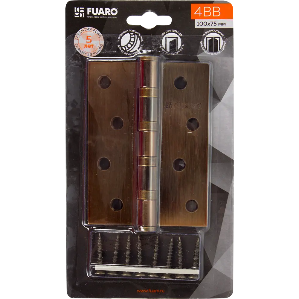 82105967 Петля универсальная U1004BB-CFB/BL 100x75x2.5 мм сталь цвет глянцевый кофе STLM-0019062 FUARO Home - Вид №5