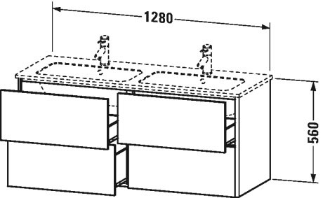 XS417504747 Тумбочка подвесная XSquare #XS4175 1280 x 478 мм Каменно-синий глянцевый лак Duravit - Вид №1