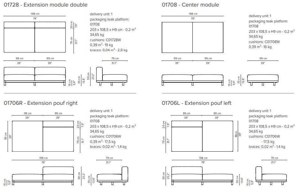 Секционный садовый диван с водоотталкивающими подушками TRIBÙ Vis à vis ARCH-00106248 - Вид №15