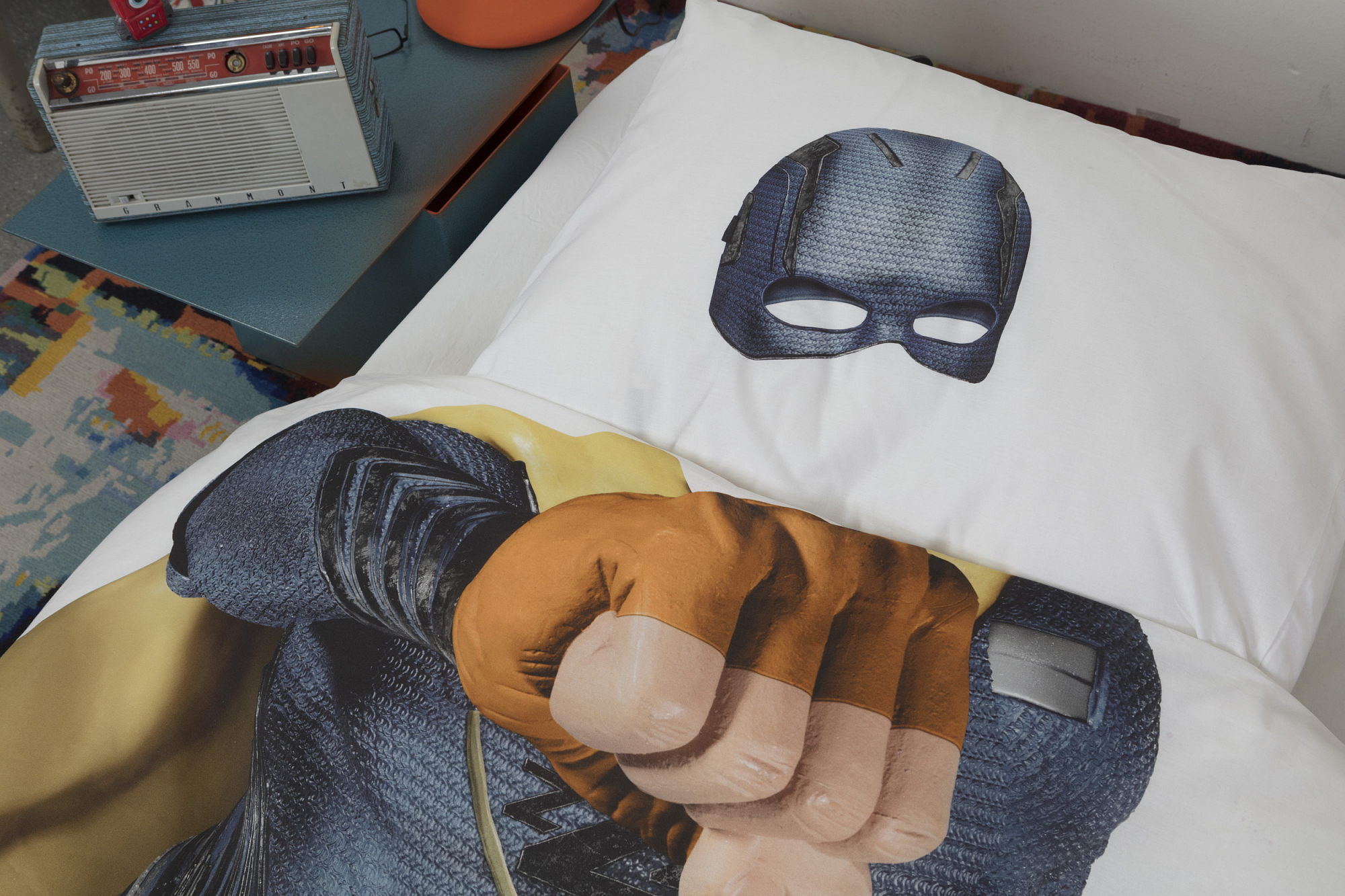 Детское постельное белье односпальное "Супергерой" 150х200 см SNURK  335502 Белый;синий  - Вид №3