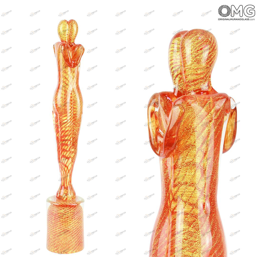 1214 ORIGINALMURANOGLASS Скульптура Объятие влюбленных - золото - 3 размера - муранское стекло OMG 10 см 