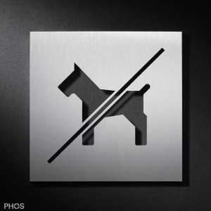 PS6701 Знак пиктограммы с собаками запрещен/запрещен, 16 x 16 см. PHOS