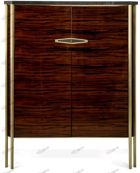 JOSÉ LEITE DE CASTRO Комод из черного дерева и гранита с распашными дверцами  10405635 