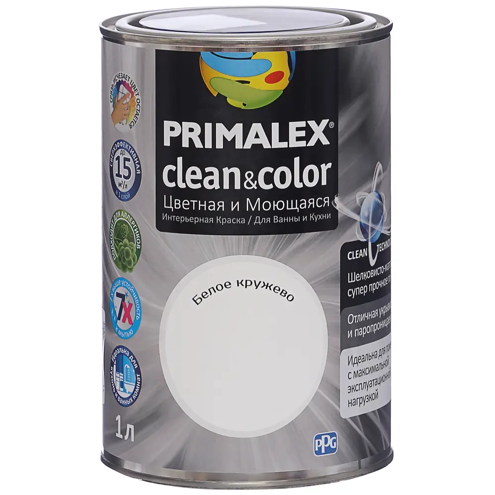 Краска PR-X Clean&Color 1 л Белое кружево PRIMALEX STLM-2142452