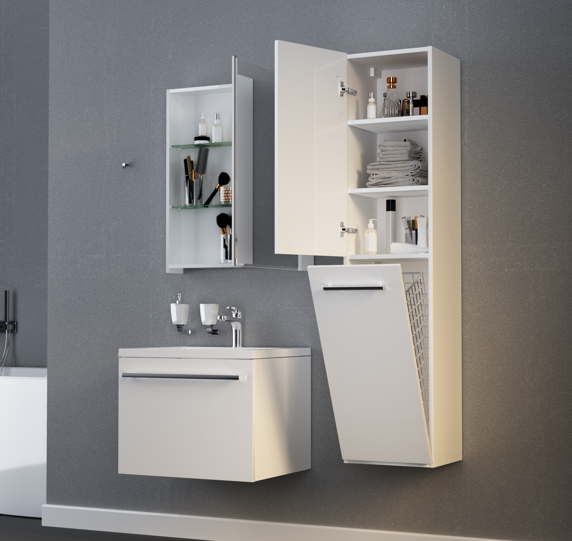 У23257 Шкаф - Пенал Соната 35П, 2д, б/к Белый глянец 1 Marka Соната  - Вид №2