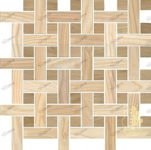 Мозаика и 3D панели из дерева Tarsi Плетёнка 2d501 Дуб Селект (Гладкая) 351х351 мм 1401100029