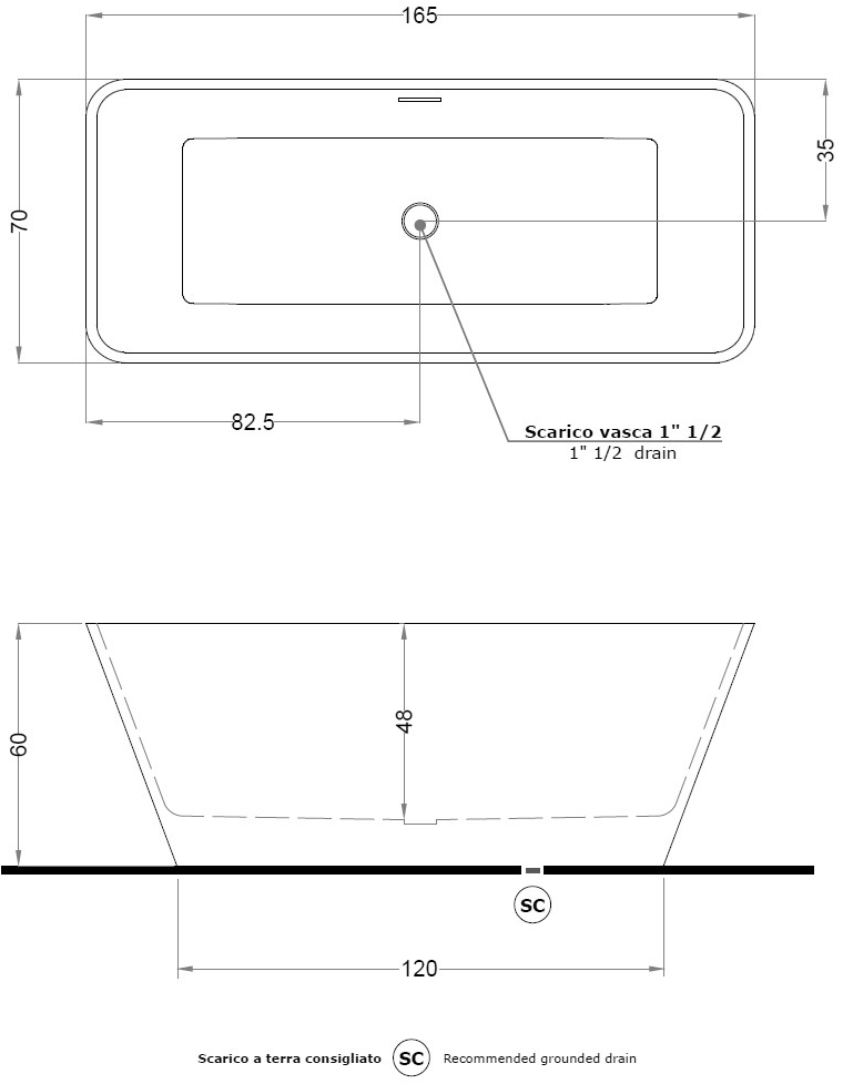 Gruppo Treesse Отдельностоящая прямоугольная ванна Free standing sun-id-1438466 - Вид №4