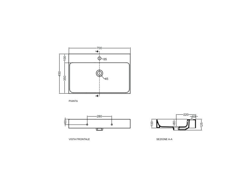 Керамическая прямоугольная раковина COLAVENE сто ARCH-00052032 - Вид №8