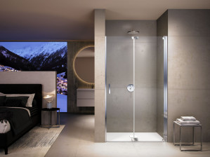 Душевая кабина из закаленного стекла с распашной дверью