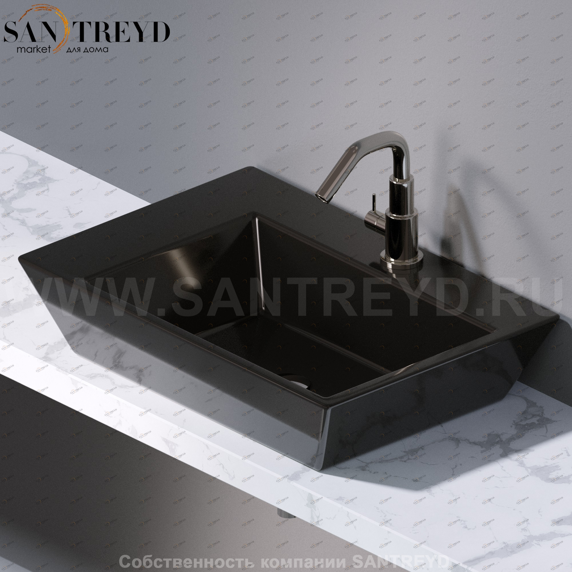 L291104 Подвесная раковина настенная прямоугольная A. e T. Italia PRISMA черная AeT ITALIA