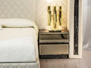 Formitalia Прикроватная тумбочка из зеркального стекла с ящиками Royal