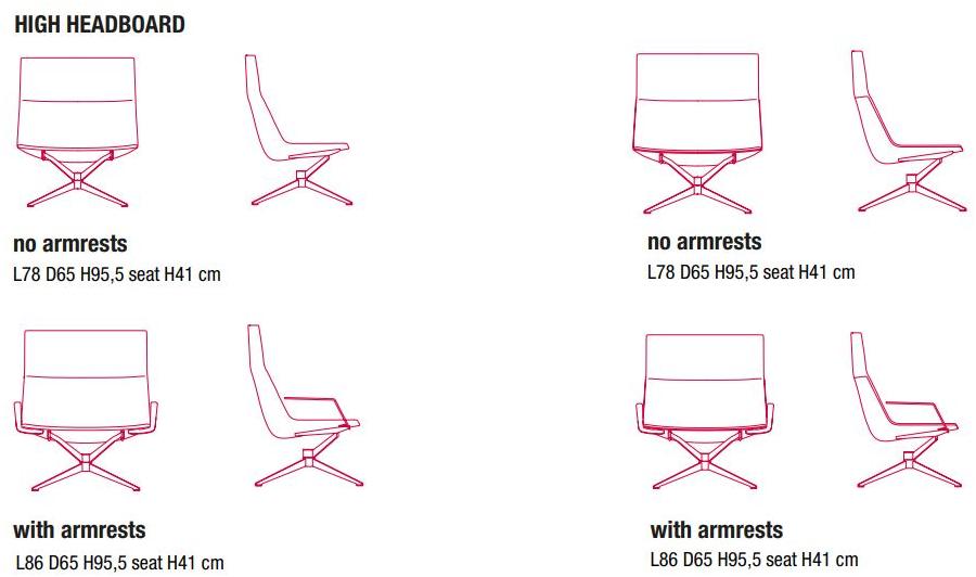 MDF Italia Кресло из ткани с 4 спицами и высокой спинкой Neil sun-id-1482969 - Вид №7
