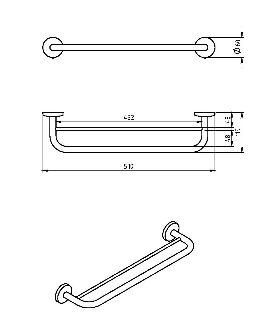 Полотенцедержатель двойной Novaservis  Metalia 1 6124.0 хром 61240 - Вид №1