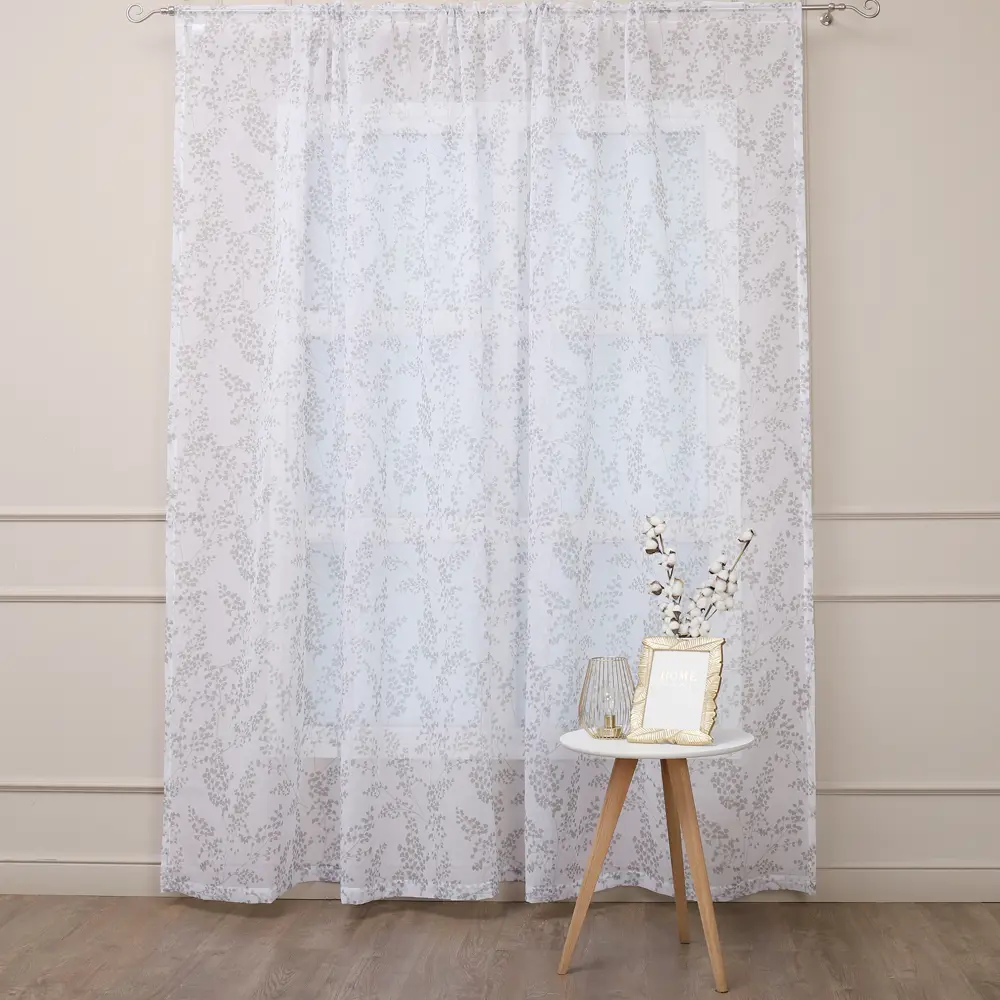 AMORE MIO Тюль Фрейя серый 300x260 см с растительным орнаментом 89400784 STLM-1566847