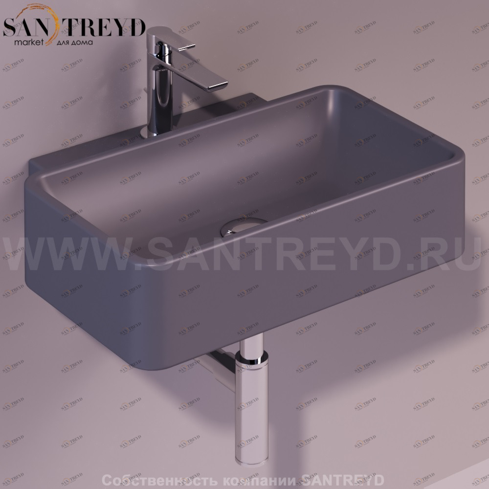 FL16ANTRACITEMATT Подвесная раковина настенная прямоугольная Simas Flow черная