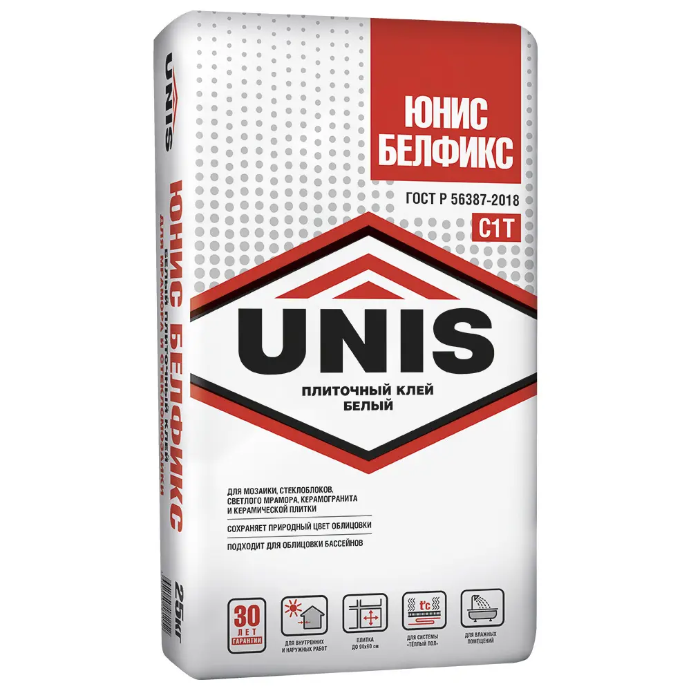 Клей для плитки и камня C1T Unis Белфикс 25 кг Юнис Белфикс STLM-2112194