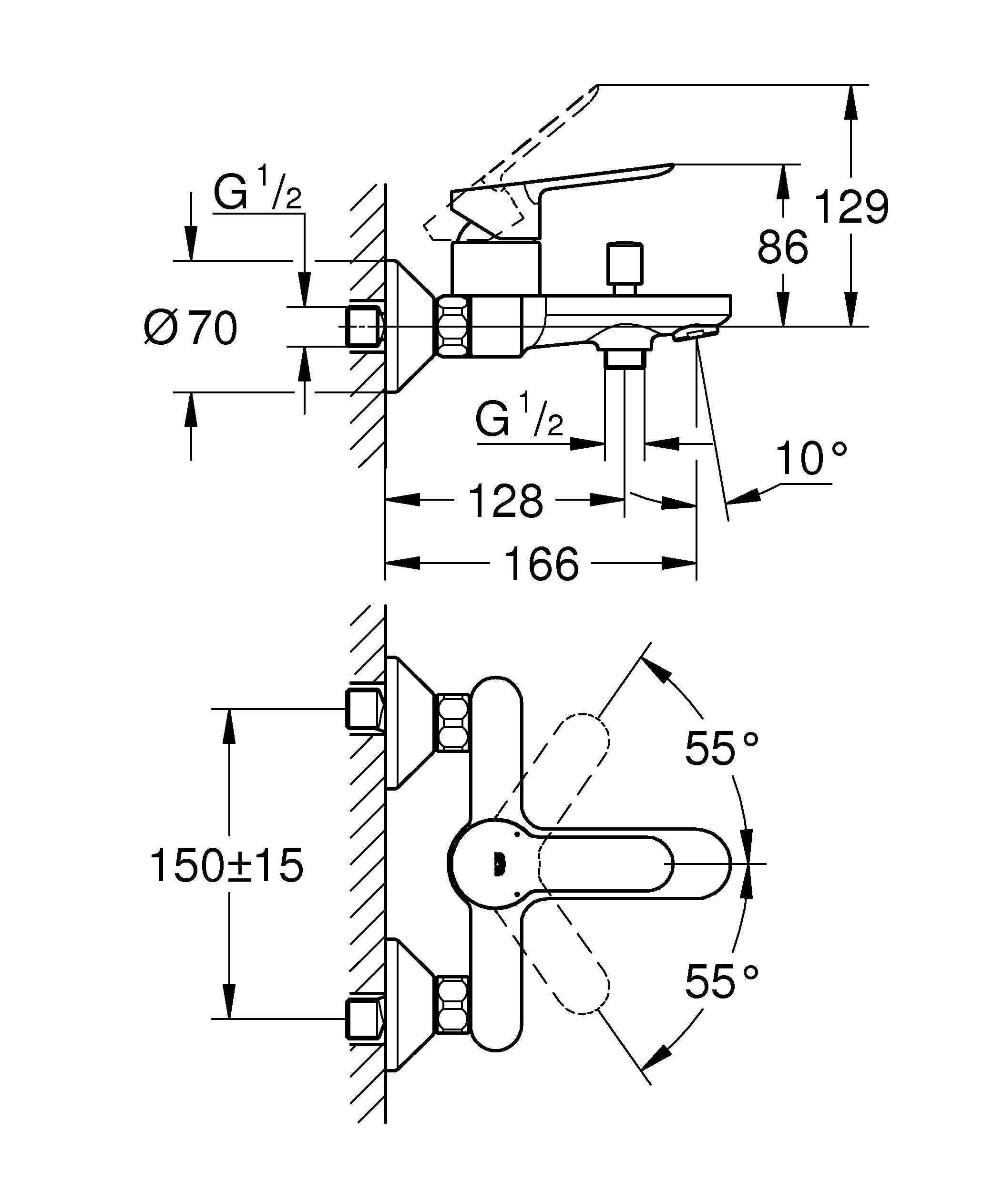 Душевая система Vitalio Start System 180 Flex со смесителем для ванны (NSB0156) Grohe - Вид №2