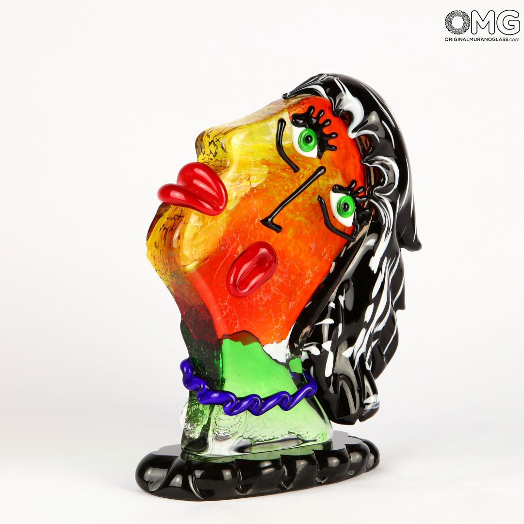 2684 ORIGINALMURANOGLASS Скульптура Голова Женщины - по мотивам Пикассо - Pop Art - Original Murano Glass OMG 20 см  - Вид №1