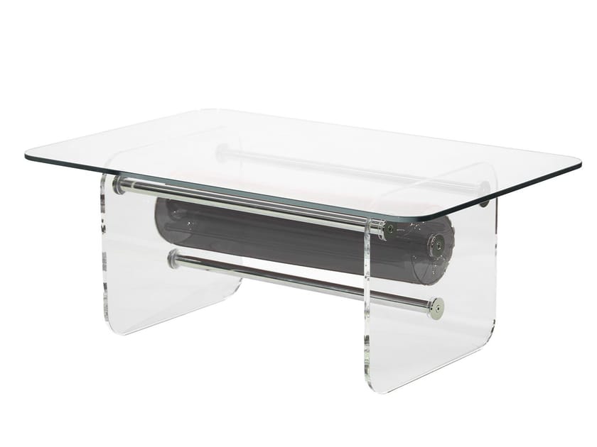 Прямоугольный журнальный столик из ПММА и стекла KUUMO COFFEE TABLE MW BLACK ARCH-00023202