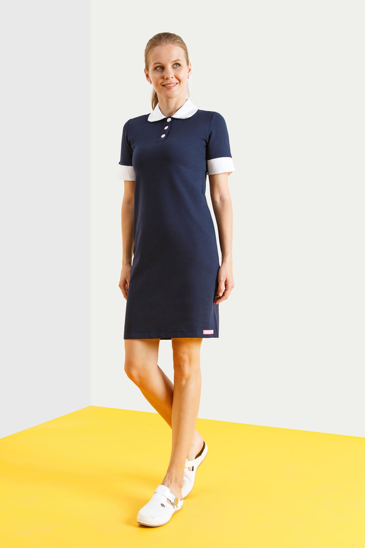 64660 Платье-поло трикотажное цвет NAVY (темно-синий) GRACE  Одежда для обслуживающего персонала  размер 50 (XL)  - Вид №2