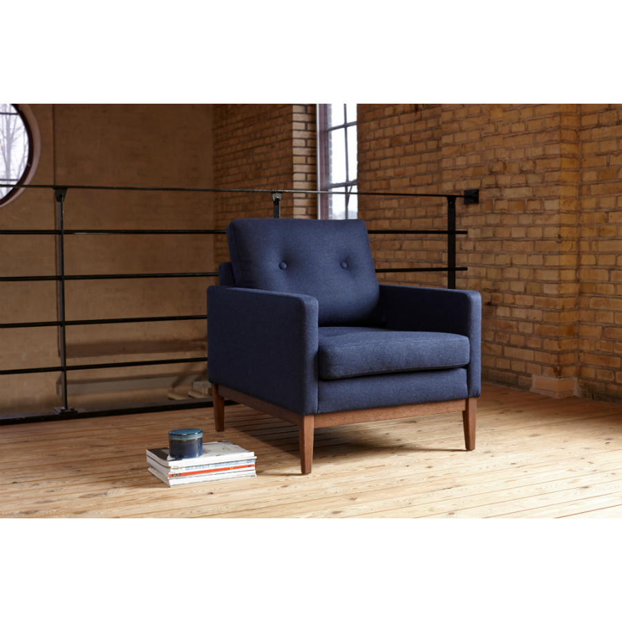 Кресло Finn 01, дуб/орех, темно-голубое Kragelund 3730120521 - Вид №1