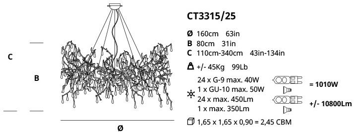 Serip Галогенный подвесной светильник из бронзы Bijout Ct3315/25 - Вид №1