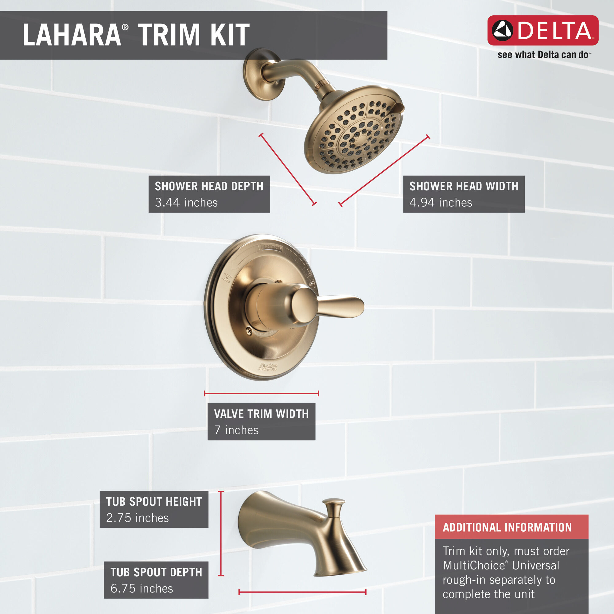 T14438-CZ Для ванны и душа Monitor® серии 14 Delta Faucet Lahara Шампанское бронза  - Вид №2