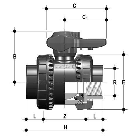 SANIT 121551010050 2-ходовой шаровой кран R3 / 8 "-2", ВЭЛ-Easyfit, PVC-U, резьбовые втулки, ЭПДМ  - Вид №1