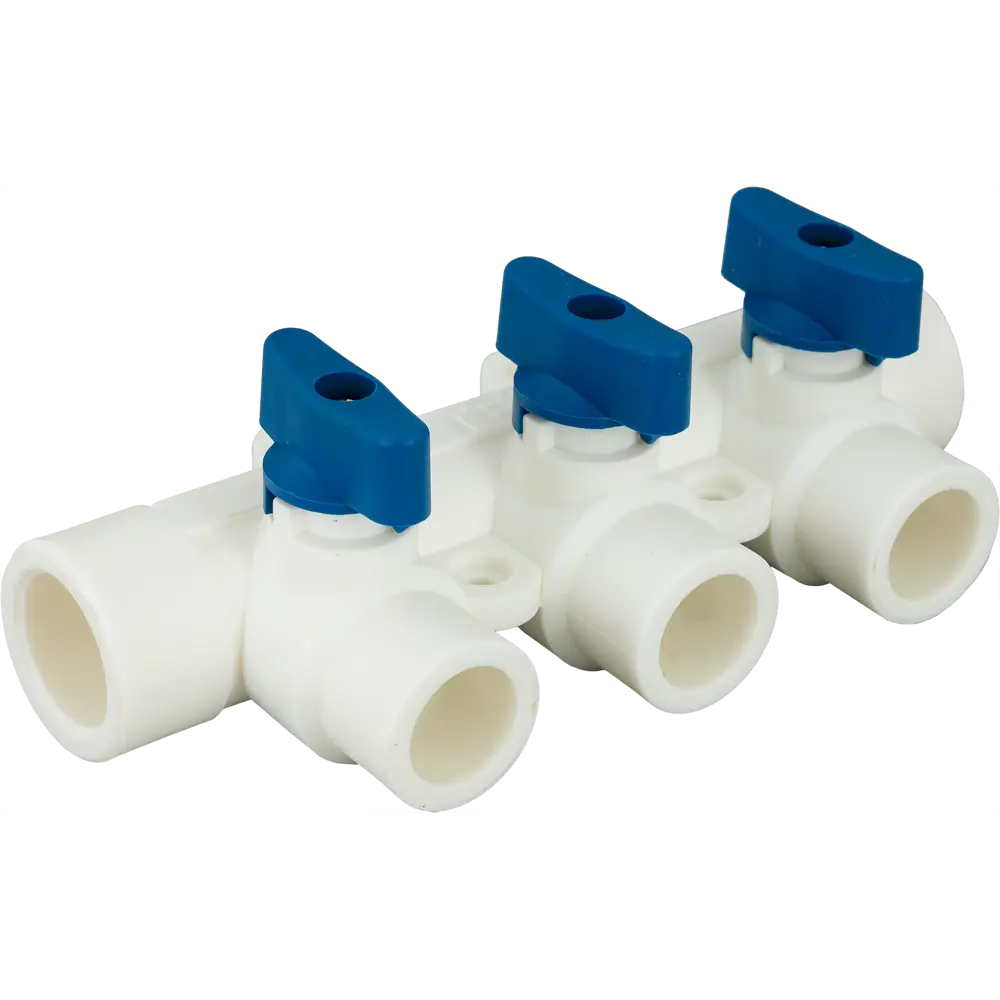 Коллектор на 3 выхода с кранами 25x20 мм полипропилен РВК STLM-2103943